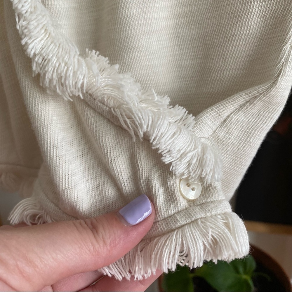 Spartina 449 Cream White Clara Convertible Fringe Cardigan Sweater XS - Picture 11 of 16